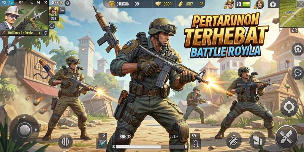 Gameplay seru dalam <strong>88BOS</strong> menampilkan pertarungan epik Battle Royale.