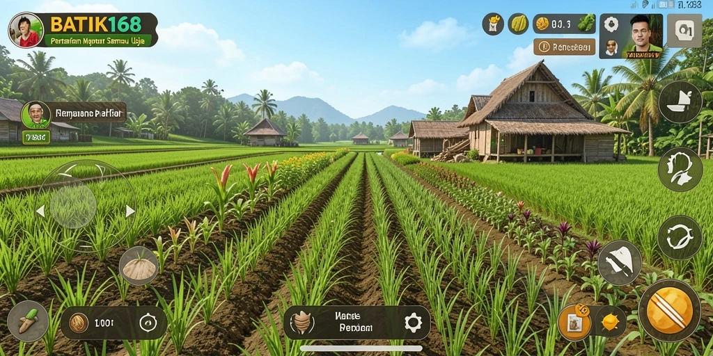 Tampilan gameplay <strong>BATIK168</strong> yang penuh warna dan interaktif di dunia pertanian.