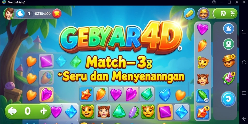 Tampilan gameplay seru GEBYAR4D dengan tantangan Match-3.