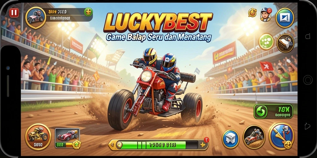 Tangkapan layar gameplay balapan nyata dari LUCKYBEST.