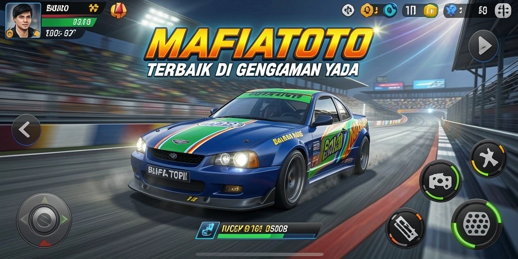 Screenshot gameplay MAFIATOTO yang menunjukkan balapan mendebarkan di berbagai trek.