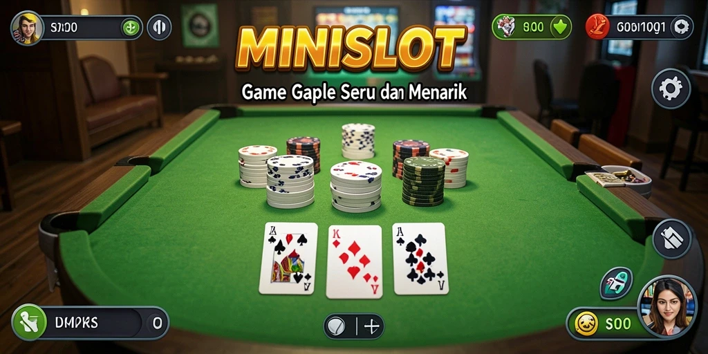 Tampilan seru gameplay MINISLOT dengan kartu Gaple.