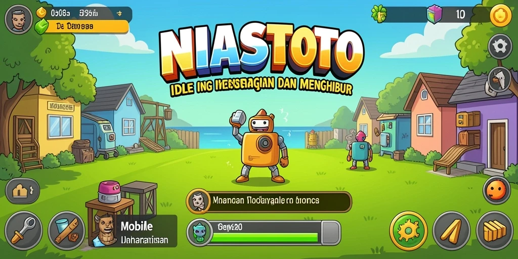 Tampilan gameplay NIASTOTO menampilkan karakter yang mengumpulkan sumber daya.