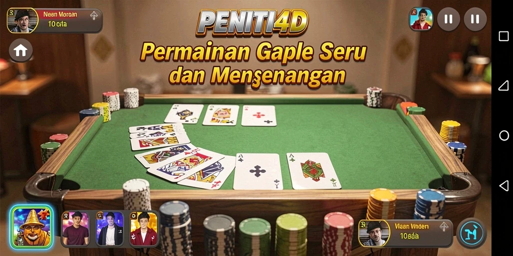 Screenshot PENITI4D menampilkan suasana seru permainan Gaple.