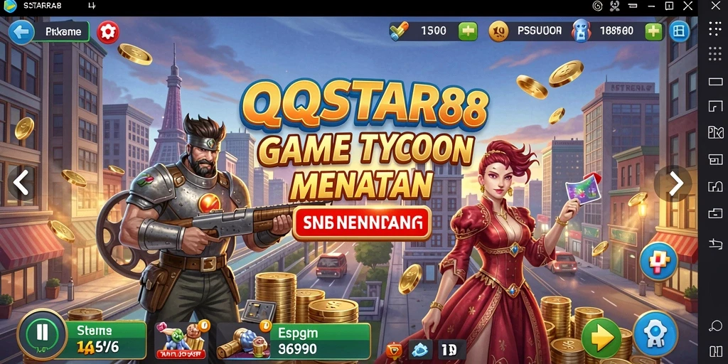 Screenshot gameplay QQSTAR88 yang menunjukkan manajemen bisnis yang seru.