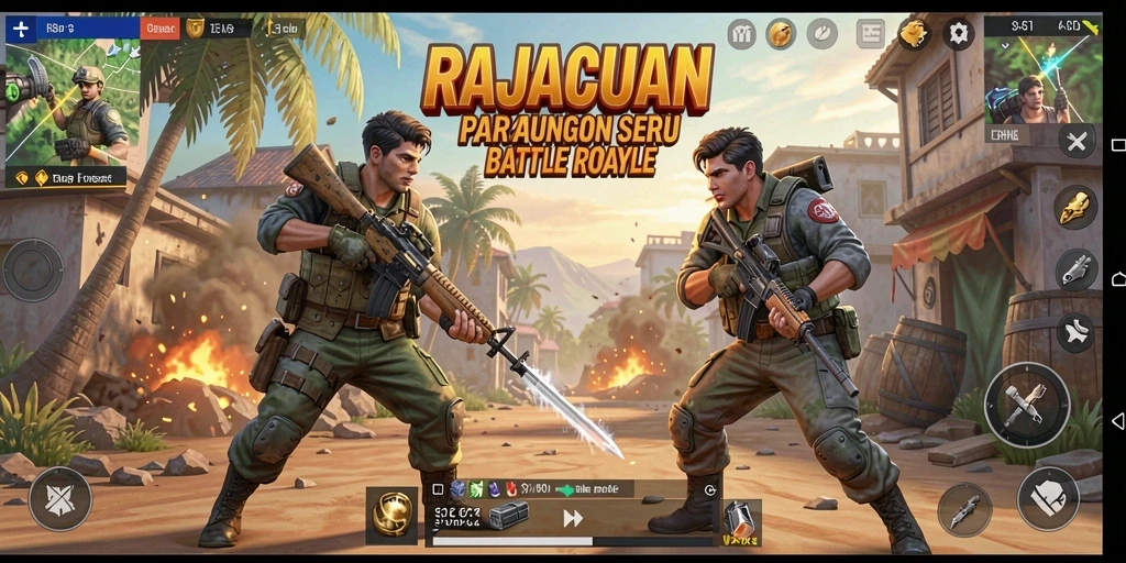 Tampilan seru gameplay RAJACUAN di arena Battle Royale.