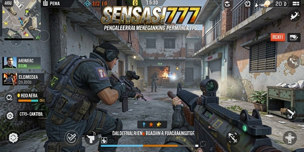 Tangkapan layar menunjukkan aksi tembak-menembak yang mendebarkan di SENSASI777.