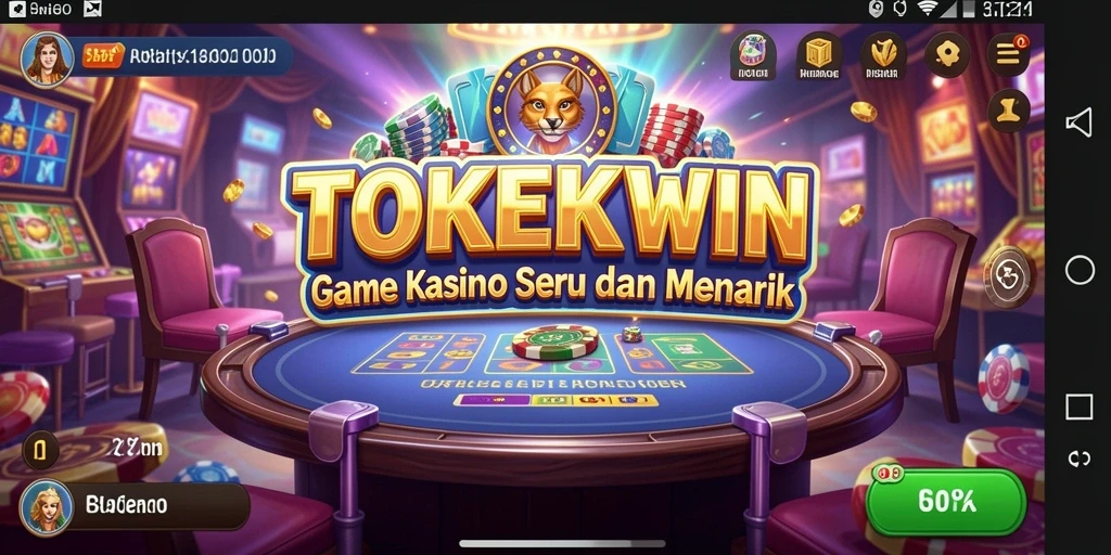 Screenshot utama TOKEKWIN menunjukkan gameplay kasino yang mendebarkan.