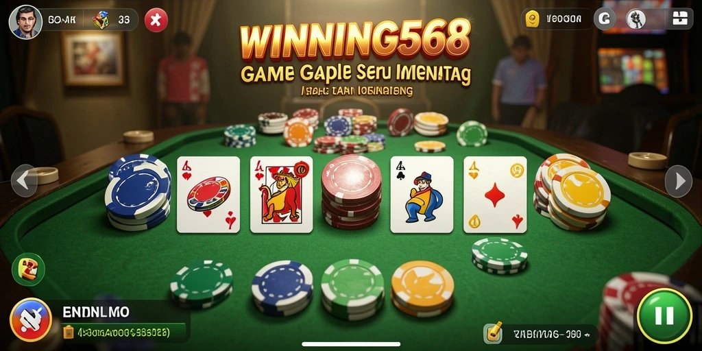 Tampilan gameplay seru dari WINNING568 yang menampilkan pertandingan Gaple.